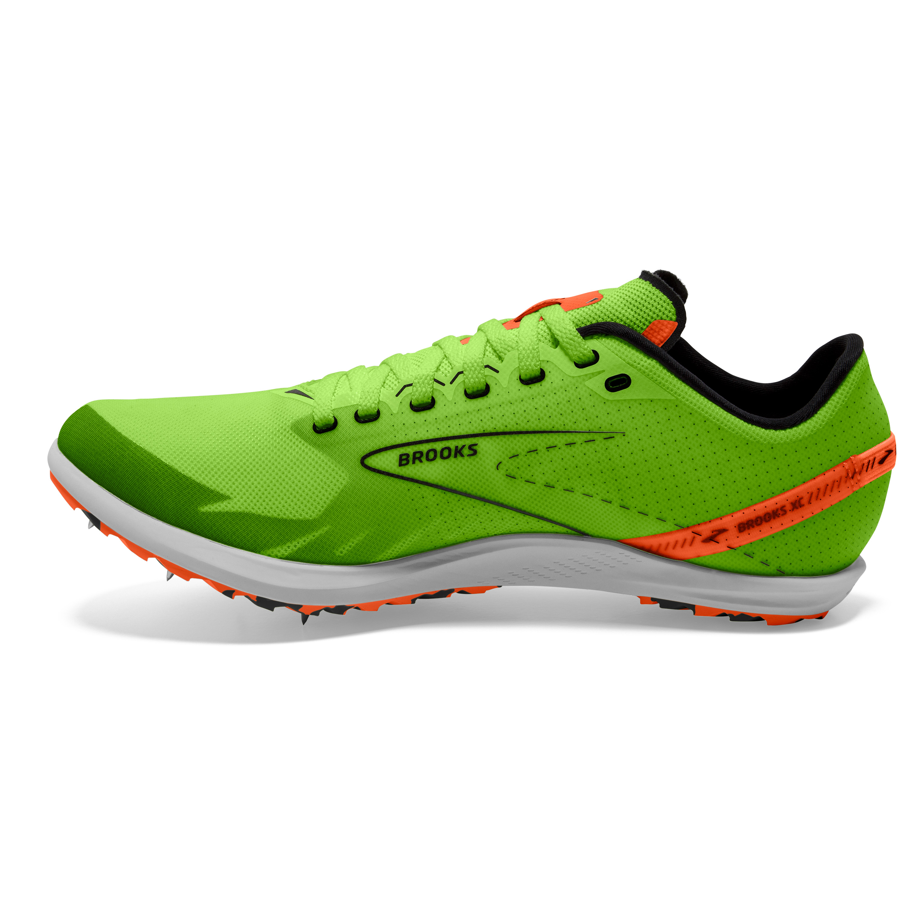 BROOKS Unisex Draft XC Spikes Green Gecko/Red Orange/White display picture 3